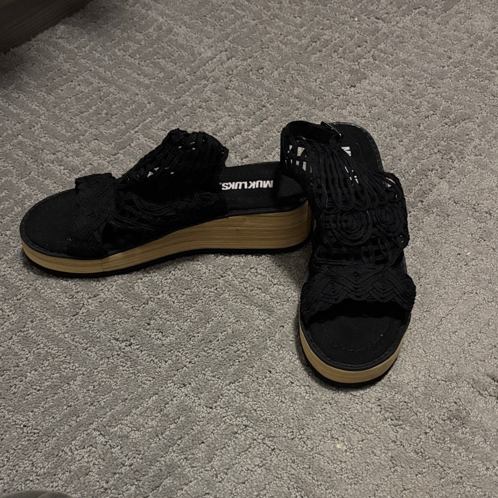 Muk Luks Women's Black Lace Mules